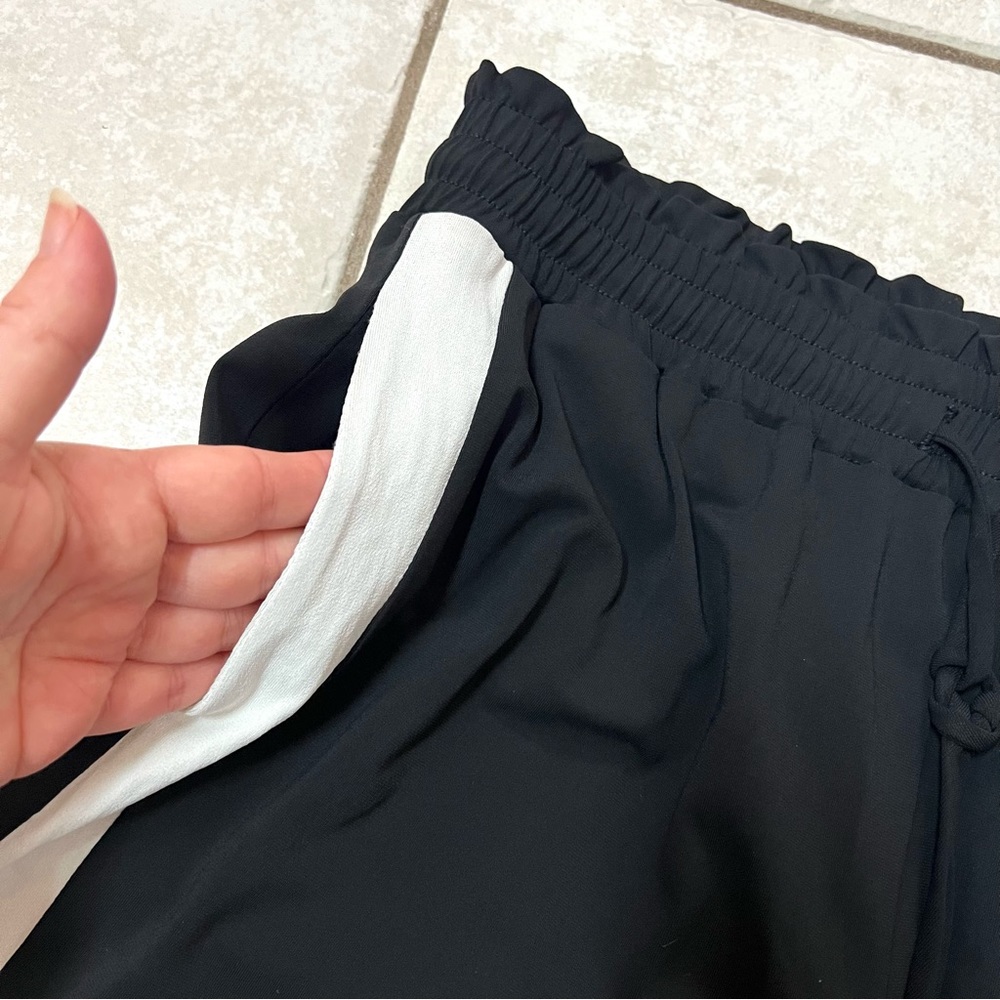 Iris Setlakwe Black w/ White Side-Stripe Paper Bag Waistband Jogger Track Pants - Picture 8 of 12